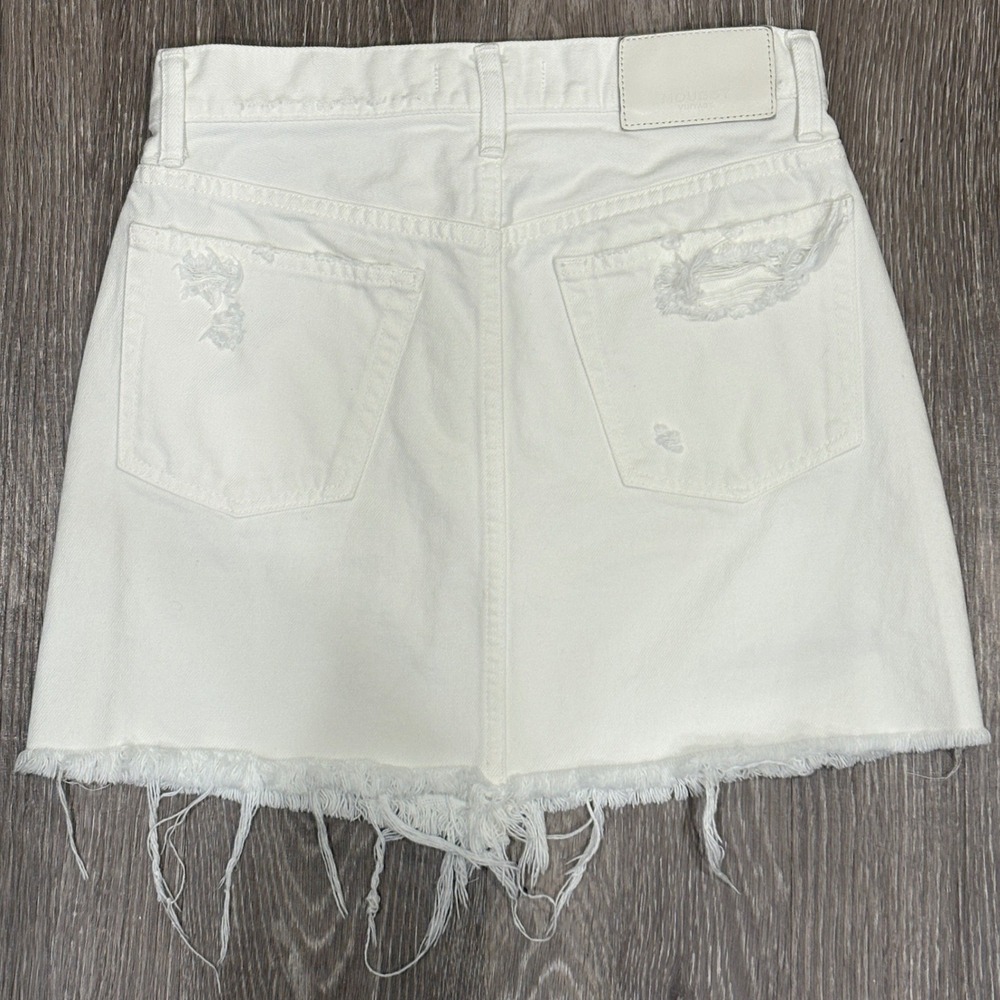 Moussy Vintage White Japanese Denim Ripliy Distressed Mini Skirt 25 Going Out - Picture 3 of 10